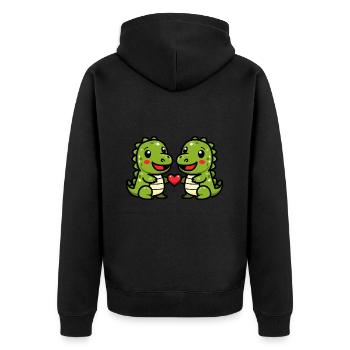Alligator Comic Animal Couple Love - Unisex Premium Organic Zip Hoodie - black - Back - Nico (187cm)