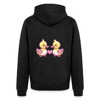 Duck Couple In Love Animal Valentine's Day - Unisex Premium Organic Zip Hoodie - black - Back - Nico (187cm)