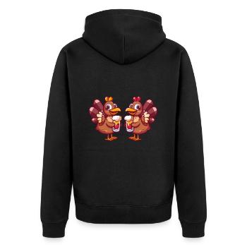 Truthan Comic Bier Lustig Saufen - Unisex Premium Bio Zip Hoodie - Schwarz - Hinten - Nico (187cm)
