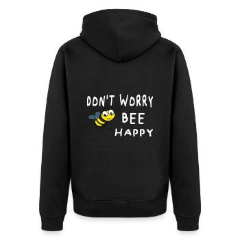 Don't worry be happy - Unisex Premium Bio Zip Hoodie - Schwarz - Hinten - Nico (187cm)