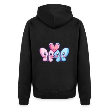 Papillon Couple Amour Couple Amoureux - Veste à capuche bio Premium Unisexe - noir - Dos - Nico (187cm)