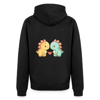 Dinosaure Stégosaure Couple Amour Couple Amoureux - Veste à capuche bio Premium Unisexe - noir - Dos - Nico (187cm)