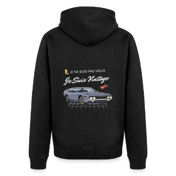 De n'suis pas vieux de suis vintage daddy - Unisex Premium Organic Zip Hoodie - black - Back - Nico (187cm)