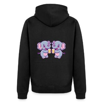Elephant Comic Beer Funny Booze - Unisex Premium Organic Zip Hoodie - black - Back - Nico (187cm)