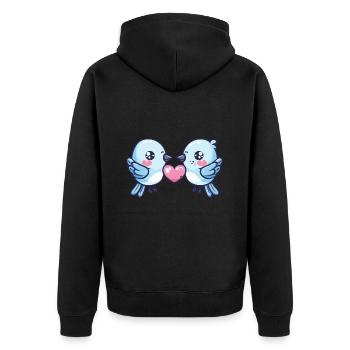 Colombe Couple Amour Couple Dans L’amour Paix - Veste à capuche bio Premium Unisexe - noir - Dos - Nico (187cm)