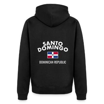 Santo Domingo Dom Rep Flagge Dominikanische - Unisex Premium Bio Zip Hoodie - Schwarz - Hinten - Nico (187cm)