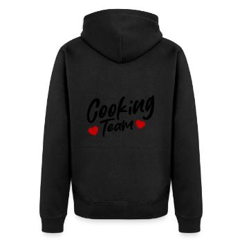 Cooking Team - Unisex Premium Bio Zip Hoodie - Schwarz - Hinten - Nico (187cm)