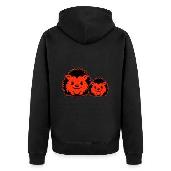 Igel Comic Niedlich - Unisex Premium Bio Zip Hoodie - Schwarz - Hinten - Nico (187cm)