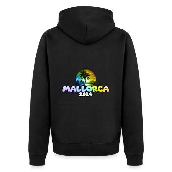 Majorque 2024 Palmiers Colorés - Veste à capuche bio Premium Unisexe - noir - Dos - Nico (187cm)
