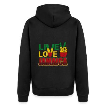 Jamaïque Amour Jamaïque - Veste à capuche bio Premium Unisexe - noir - Dos - Nico (187cm)