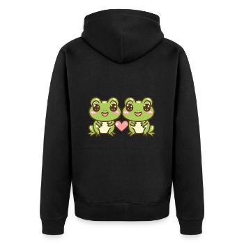Couple De Grenouille Amoureux Animal Saint Valentin - Veste à capuche bio Premium Unisexe - noir - Dos - Nico (187cm)
