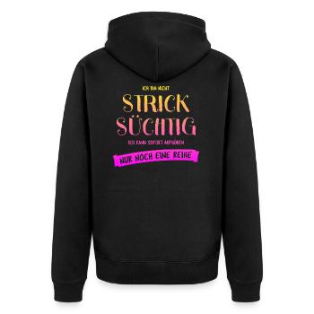 Stricken Stricknadel Handarbeit Lustiges Geschenk - Unisex Premium Bio Zip Hoodie - Schwarz - Hinten - Nico (187cm)