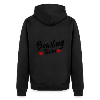 Bowling Team - Unisex Premium Bio Zip Hoodie - Schwarz - Hinten - Nico (187cm)