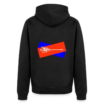 Dartpfeile Symbol Darts Team - Unisex Premium Bio Zip Hoodie - Schwarz - Hinten - Nico (187cm)