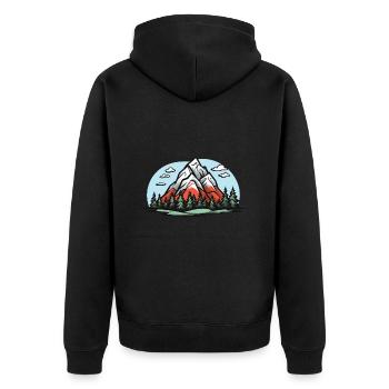 Berge Natur Landschaft - Unisex Premium Bio Zip Hoodie - Schwarz - Hinten - Nico (187cm)