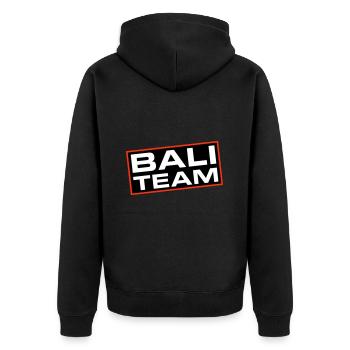 Bali Team - Unisex Premium Organic Zip Hoodie - black - Back - Nico (187cm)
