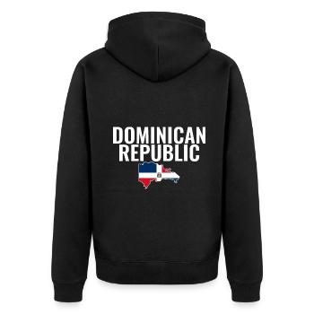 Dominican Republic Map Flag Dominican - Unisex Premium Organic Zip Hoodie - black - Back - Nico (187cm)