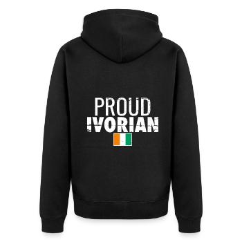 Fier Drapeau Ivoirien Vintage de la Côte d’Ivoire - Veste à capuche bio Premium Unisexe - noir - Dos - Nico (187cm)