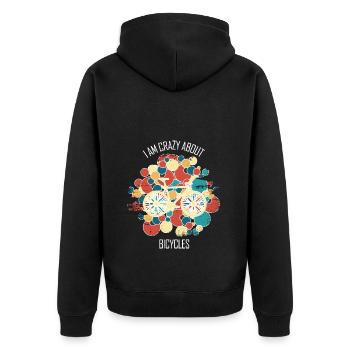 Fahrradwerkstatt Fahrradmonteurin Fahrrad - Unisex Premium Bio Zip Hoodie - Schwarz - Hinten - Nico (187cm)