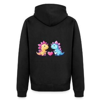 Dinosaurier stegosaurus Paar Liebe - Unisex Premium Bio Zip Hoodie - Schwarz - Hinten - Nico (187cm)