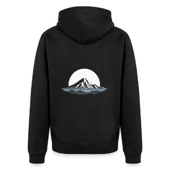 Majestät der Berge - Unisex Premium Bio Zip Hoodie - Schwarz - Hinten - Nico (187cm)