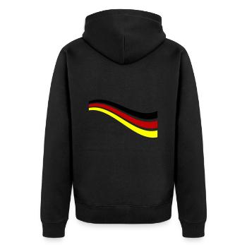 Germany Linie Deutschland Team - Unisex Premium Bio Zip Hoodie - Schwarz - Hinten - Nico (187cm)