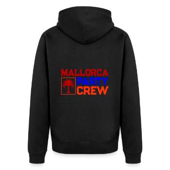 Mallorca Party Crew - Unisex Premium Bio Zip Hoodie - Schwarz - Hinten - Nico (187cm)