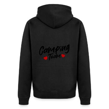 Camping Team - Unisex Premium Bio Zip Hoodie - Schwarz - Hinten - Nico (187cm)