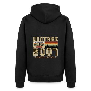 2007 Vintage Born 2007 Vintage Birthday Gift - Unisex Premium Organic Zip Hoodie - black - Back - Nico (187cm)