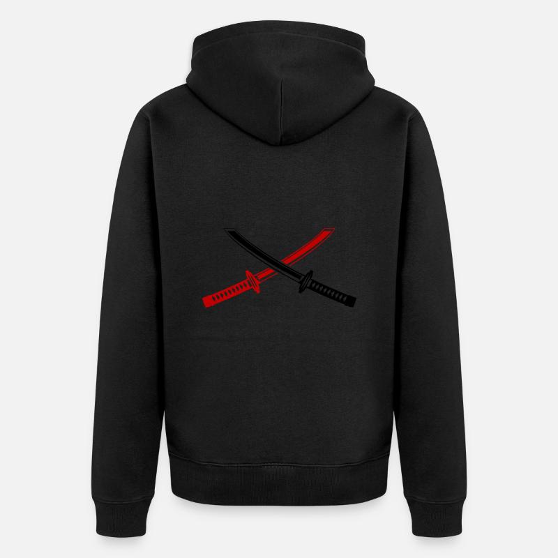 Icône d’épée de samouraï - Veste à capuche bio Premium Unisexe - noir