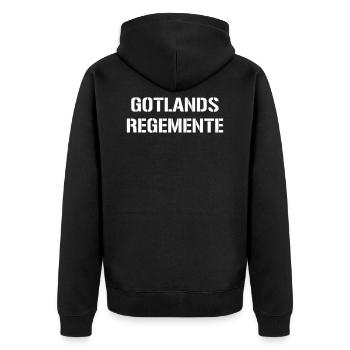 Gotland Regimenter - Unisex Premium Bio Zip Hoodie - Schwarz - Hinten - Nico (187cm)