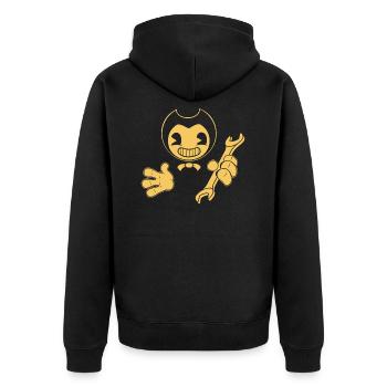 Bendy Repairman - Unisex Premium Bio Zip Hoodie - Schwarz - Hinten - Nico (187cm)