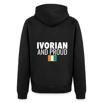 Drapeau ivoirien et fier vintage de la Côte d’Ivoire - Veste à capuche bio Premium Unisexe - noir - Dos - Nico (187cm)