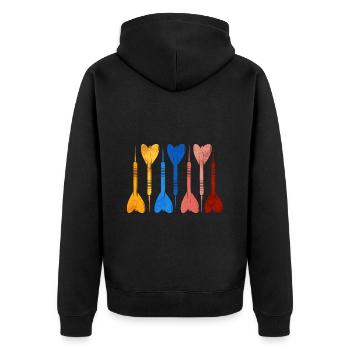 Dart Retro Darts Player - Unisex Premium Organic Zip Hoodie - black - Back - Nico (187cm)