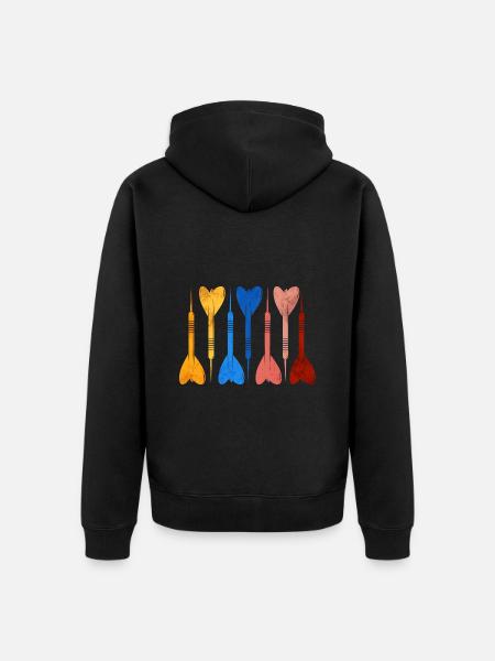 Dart Retro Darts Player - Unisex Premium Organic Zip Hoodie - black