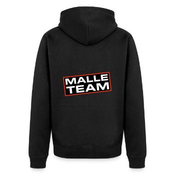 Malle Team - Unisex Premium Organic Zip Hoodie - black - Back - Nico (187cm)