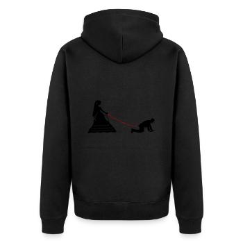 Hochzeit Brautpaar Leine - Unisex Premium Bio Zip Hoodie - Schwarz - Hinten - Nico (187cm)
