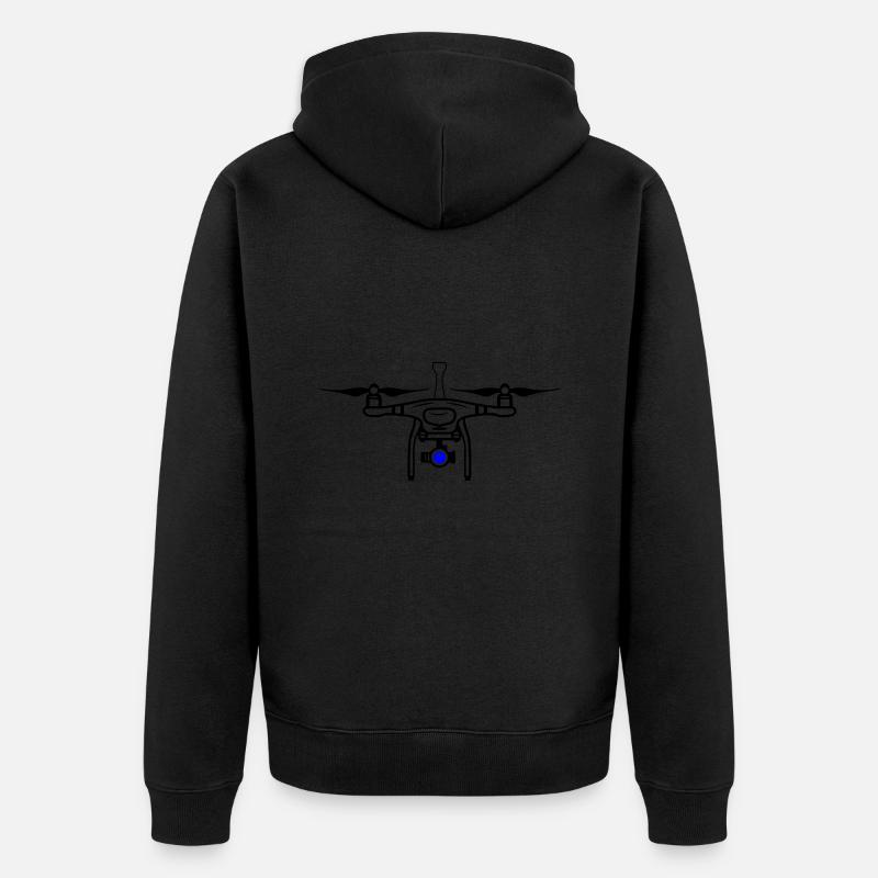 Drone Symbol Silhouette - Unisex Premium Bio Zip Hoodie - Schwarz