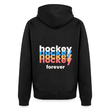 Ewiges Eishockey - Unisex Premium Bio Zip Hoodie - Schwarz - Hinten - Nico (187cm)