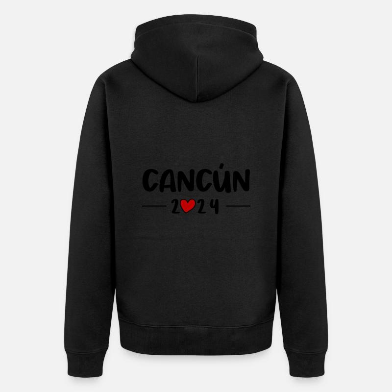 Cancun 2024 Herz Reise - Unisex Premium Bio Zip Hoodie - Schwarz