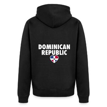 Dominican Republic Flag Dominican - Unisex Premium Organic Zip Hoodie - black - Back - Nico (187cm)