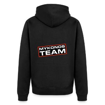Mykonos Team - Unisex Premium Bio Zip Hoodie - Schwarz - Hinten - Nico (187cm)