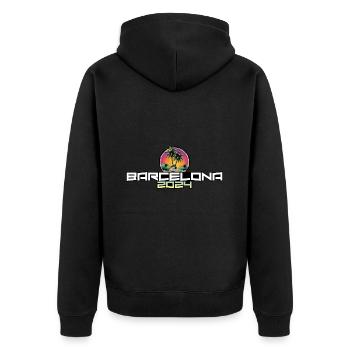 Barcelona 2024 Holiday Palm Trees - Unisex Premium Organic Zip Hoodie - black - Back - Nico (187cm)