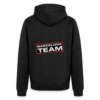 Barcelona Team - Unisex Premium Organic Zip Hoodie - black - Back - Nico (187cm)