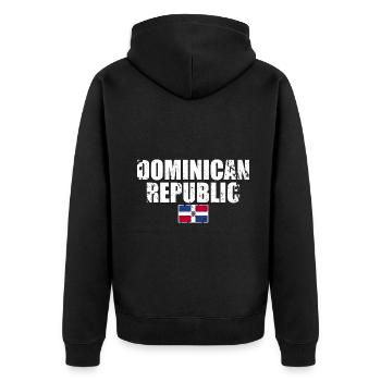 Dominican Republic Vintage Flag Dominican - Unisex Premium Organic Zip Hoodie - black - Back - Nico (187cm)