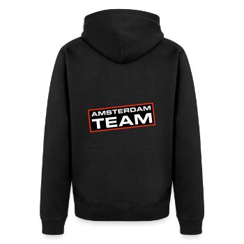 Amsterdam Team - Unisex Premium Organic Zip Hoodie - black - Back - Nico (187cm)