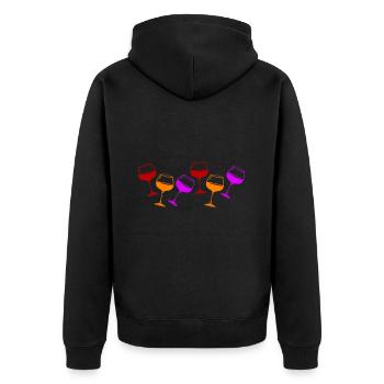 Wein Rotwein Glas - Unisex Premium Bio Zip Hoodie - Schwarz - Hinten - Nico (187cm)