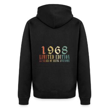 55. Geburtstag Jahrgang 1968 Vintage 1968 - Unisex Premium Bio Zip Hoodie - Schwarz - Hinten - Nico (187cm)