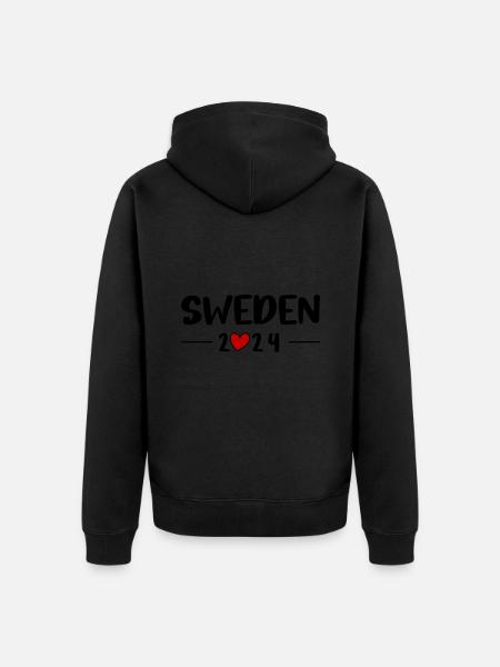 Schweden 2024 Herz Reise - Unisex Premium Bio Zip Hoodie - Schwarz