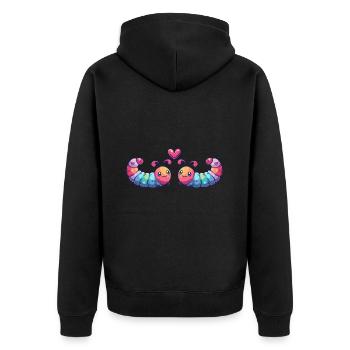 Wurm Paar Liebe Couple Verliebt - Unisex Premium Bio Zip Hoodie - Schwarz - Hinten - Nico (187cm)